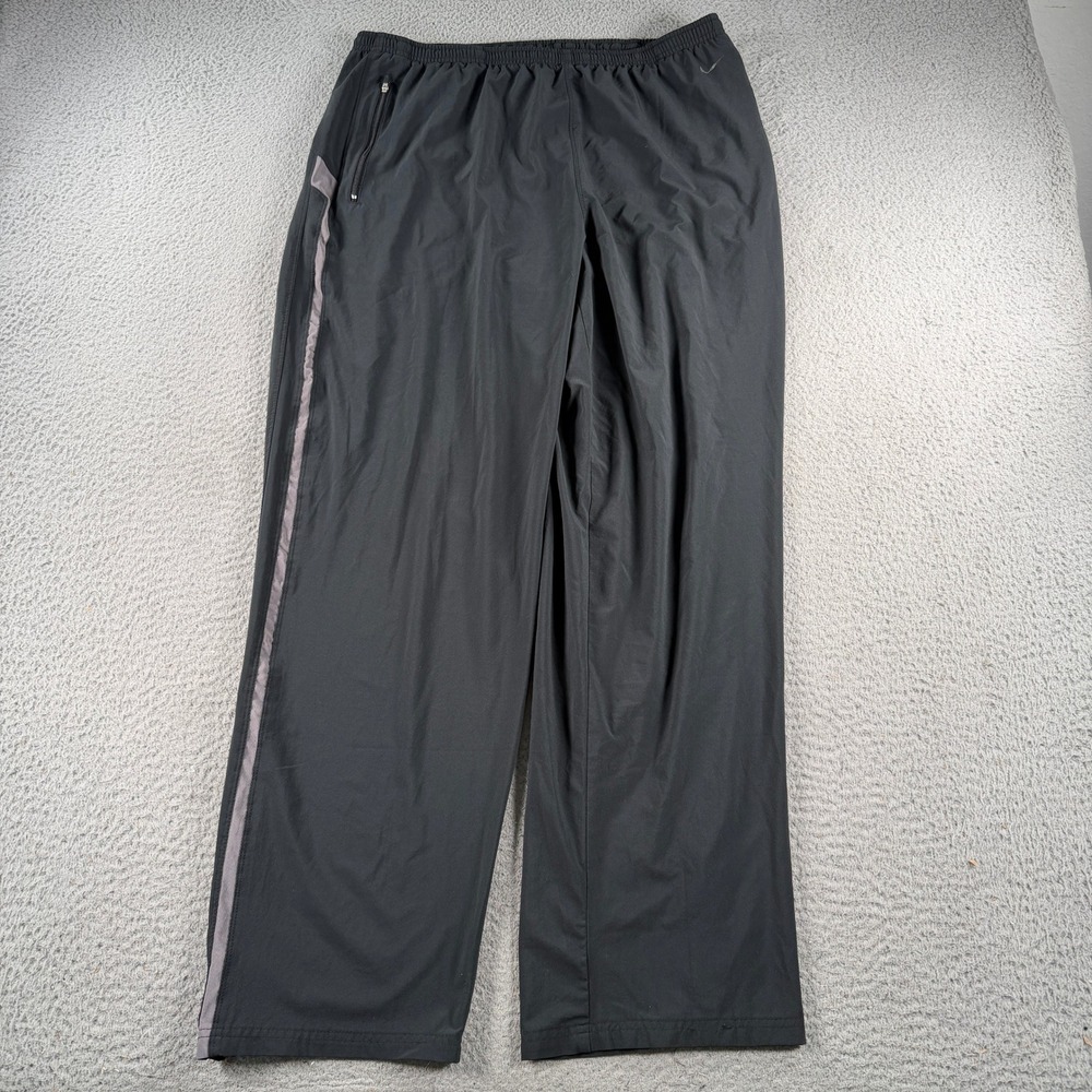 Nike Track Pants Mens 2XL Black Side Stripe Zip Ankle Zip Joggers 207212-010